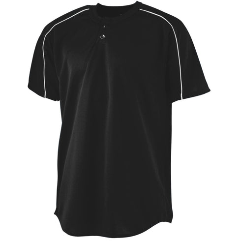 Augusta Sportswear Youth Wicking Two-Button Baseball Jersey (586-C), Color 'Black/White'